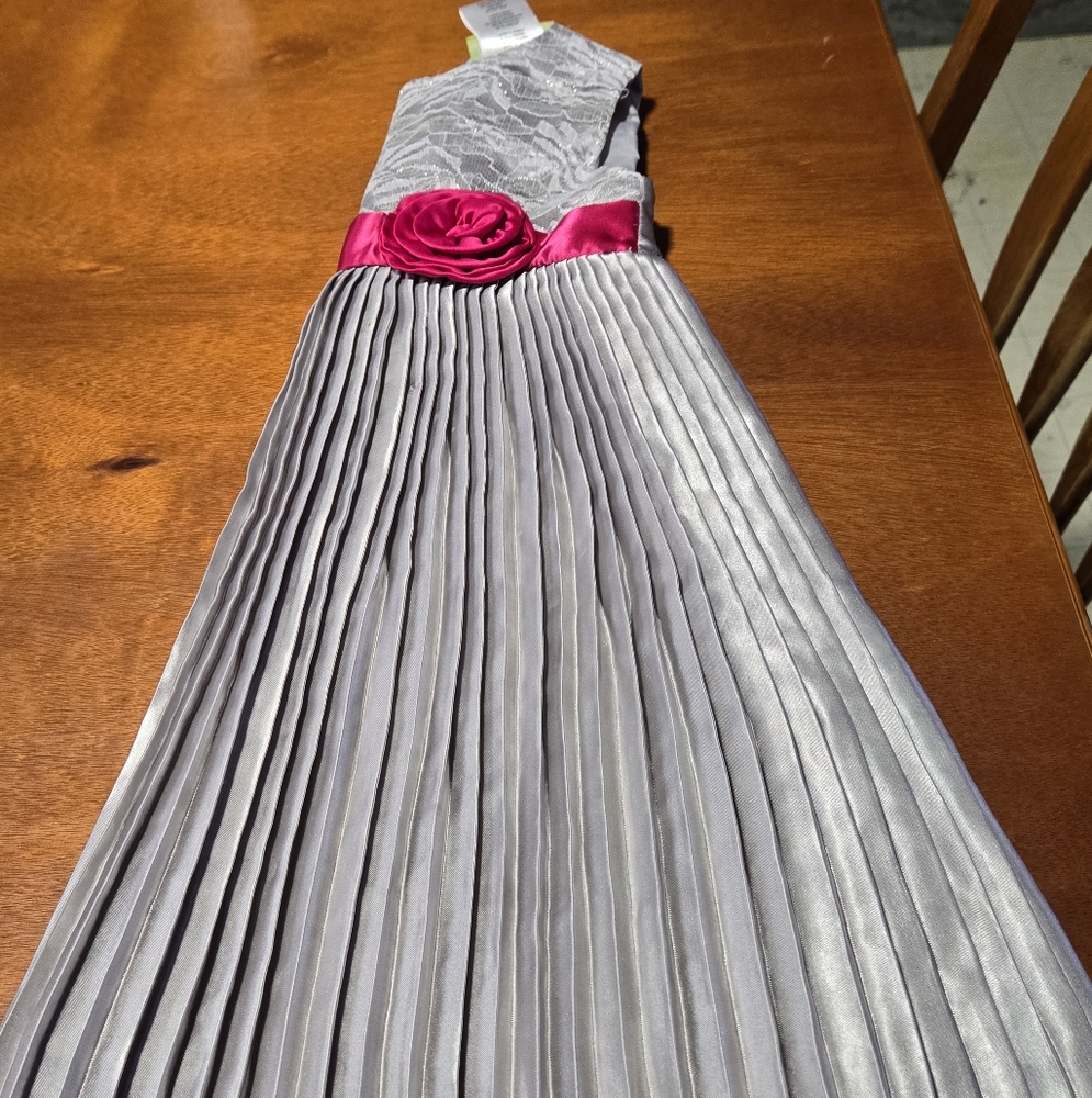 Elegant Gray and Pink Little Girls Dress